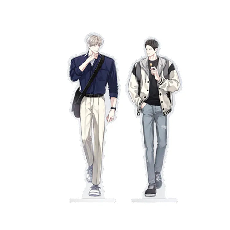 Between The Lines BL Acrylic Standee featuring a male character holding a tray with drinks and snacks