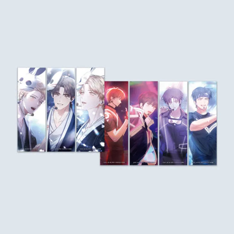 Set of six colorful Debut Or Die Bookmark featuring illustrated male characters in various poses from KW Store