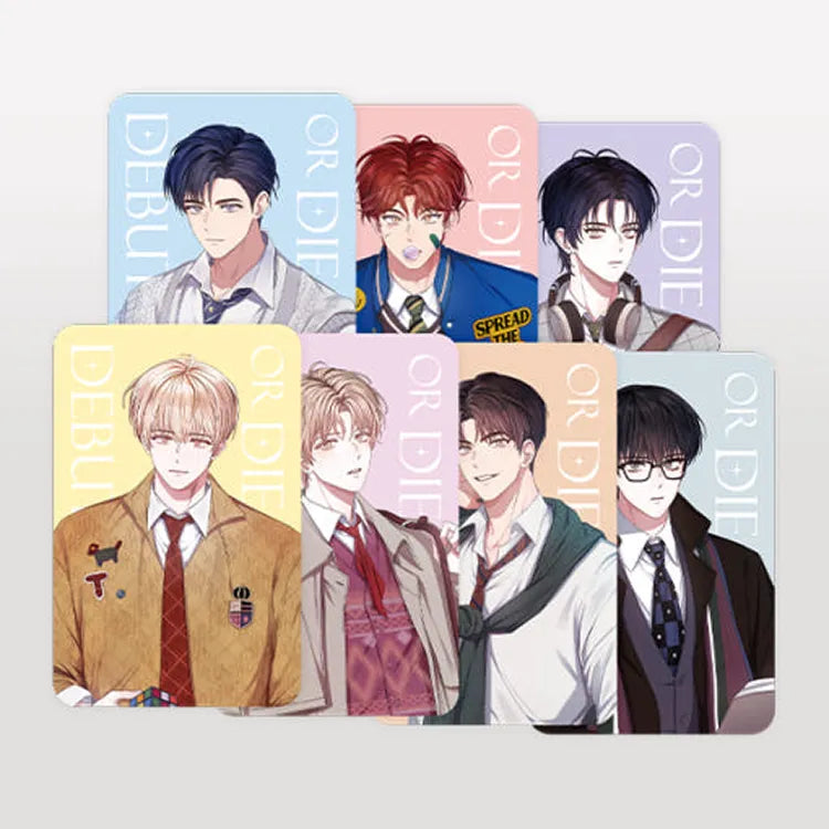 Debut Or Die Photo Card Set featuring anime-style character with blonde hair and a smiling expression