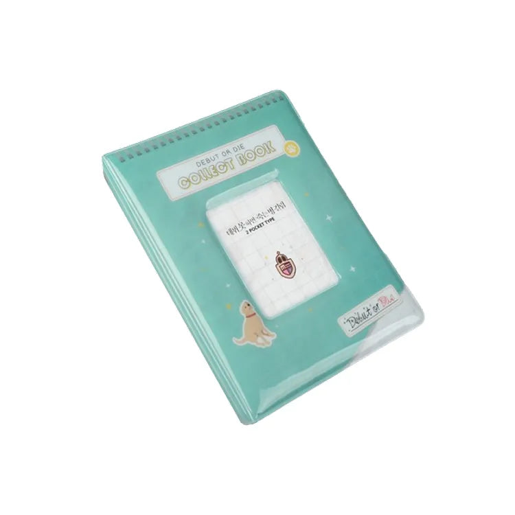 KW Store Debut or Die Photocard Binder in teal color with collectible photo sleeves and decorative stickers