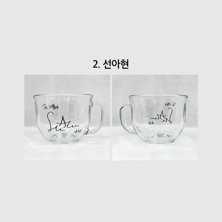 Clear glass cereal bowl with handle featuring Debut Or Die Signed Cereal Bowls black autograph