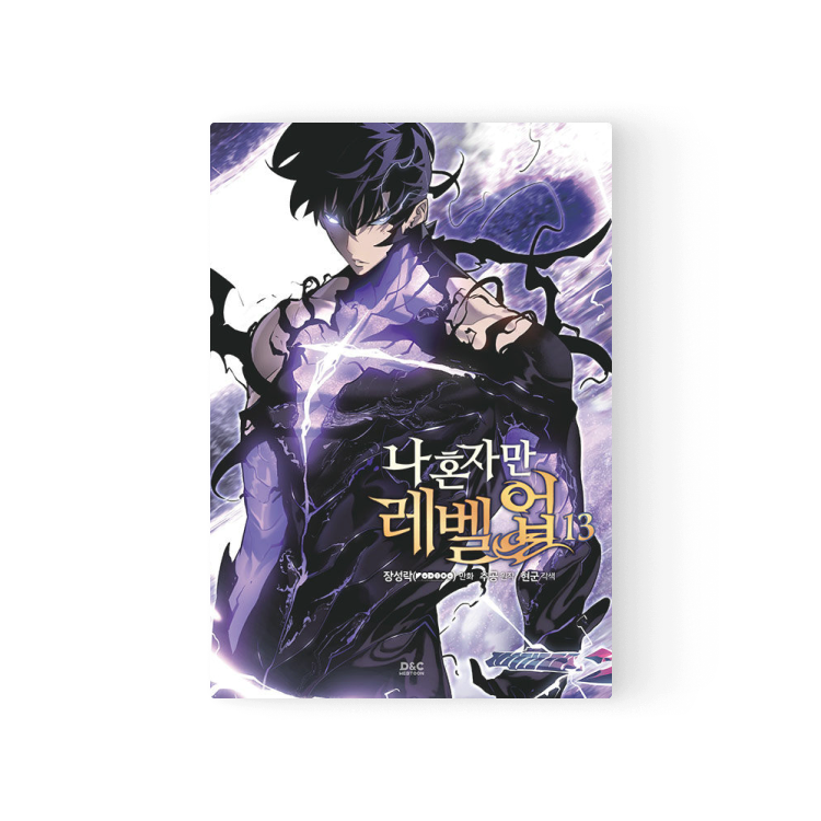 Solo Leveling Korean Manhwa Volume 13 cover featuring dark armored character with glowing purple energy