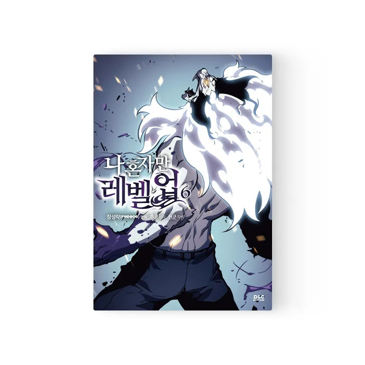 Solo Leveling Korean Manhwa volume 6 cover featuring a muscular character with glowing white hair and dark pants
