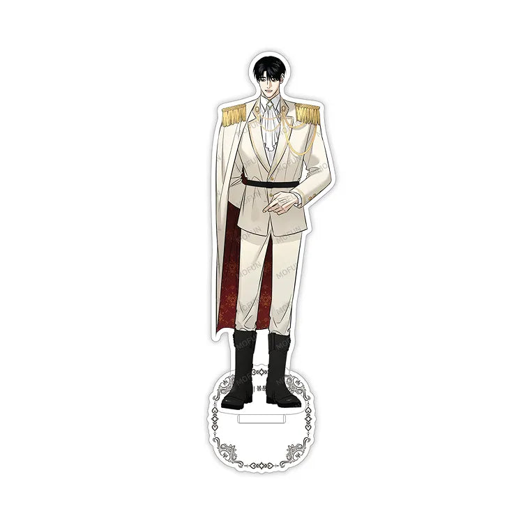 Feel My Benefit Acrylic Stand featuring a male character in a white military-style uniform with gold epaulettes and black boots