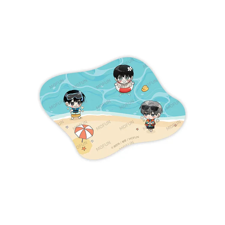 Feel My Benefit Summer Pop Set featuring chibi characters on a beach with ocean background