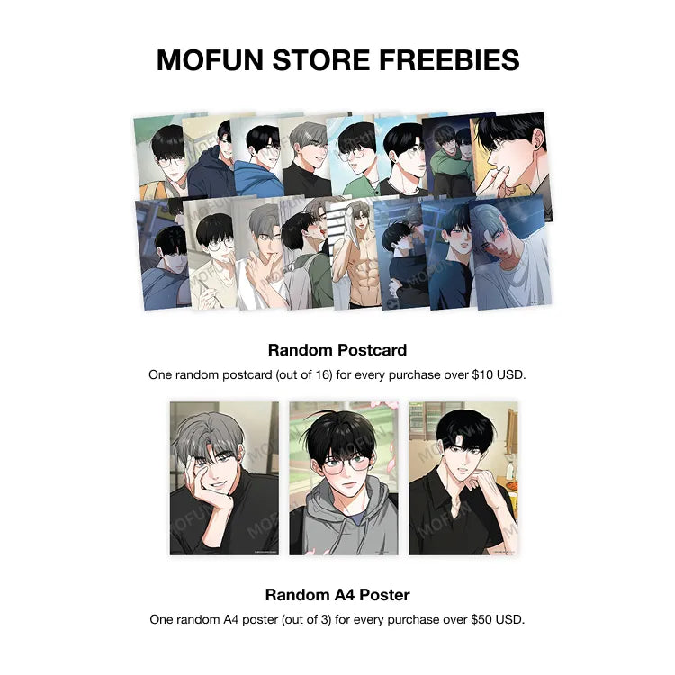 Feel My Benefit Summer Pop Set Mofun Store random postcard and A4 poster freebies with illustrated male characters