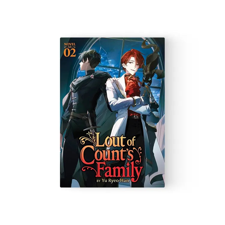 Lout of Count's Family Novel English volume 2 cover featuring red-haired character