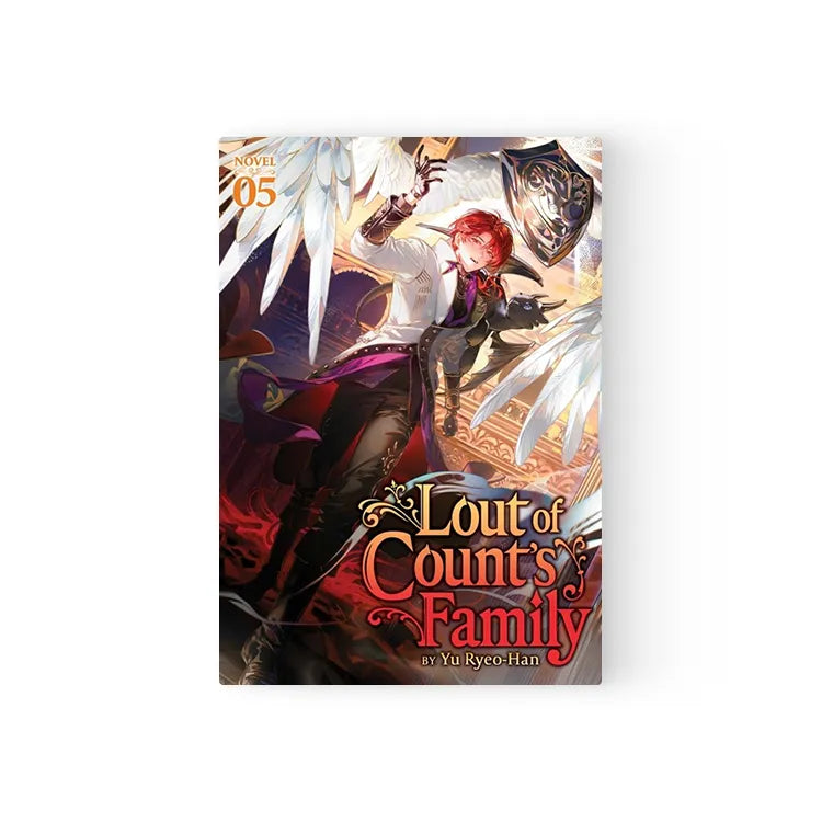 Lout of Count's Family Novel English volume 5 cover featuring red-haired character