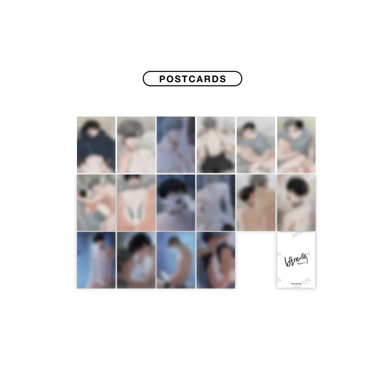 Feel My Benefit The S Set collection displayed in a row with blurred artistic designs