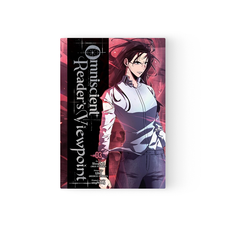 Omniscient Reader's Viewpoint Manhwa English volume 3 featuring a female character with long dark hair on red background
