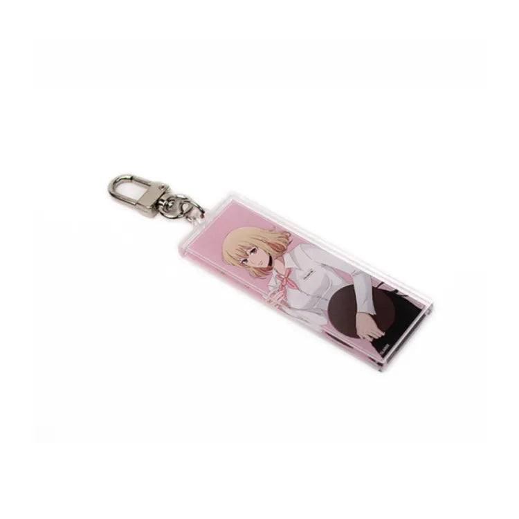 Fantazit Solo Leveling Keychain Cafe featuring a blonde anime character holding a tray on a pink background