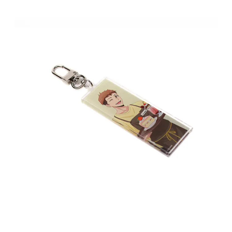 Fantazit Solo Leveling Keychain Cafe featuring character holding cake and drinks in cafe outfit