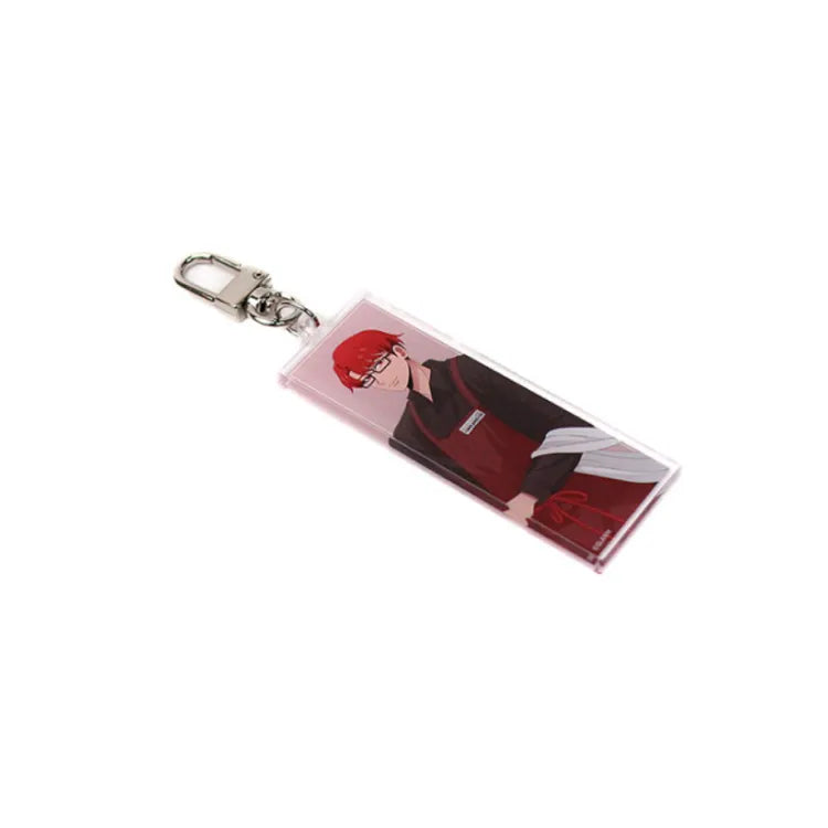 Fantazit Solo Leveling Keychain Cafe featuring red-haired character in cafe uniform with glasses