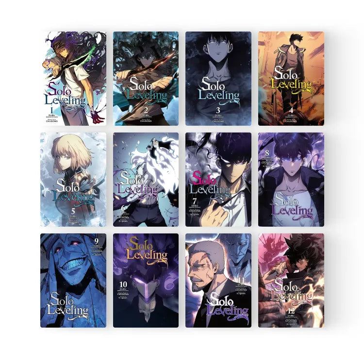 Complete set of Solo Leveling Manhwa Books English with vibrant cover art from Korean Merch