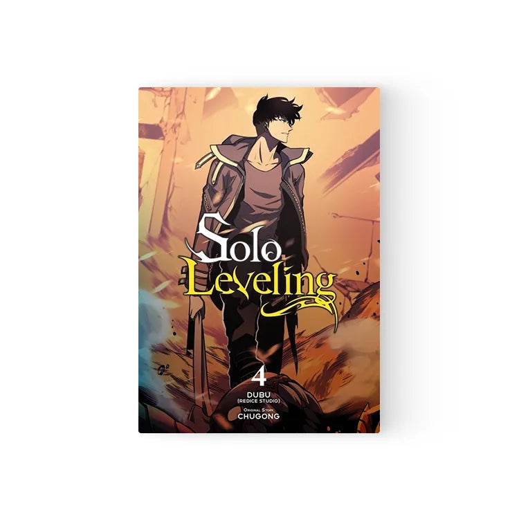 Solo Leveling Manhwa Books English volume 4 featuring main character with sword in dramatic scene