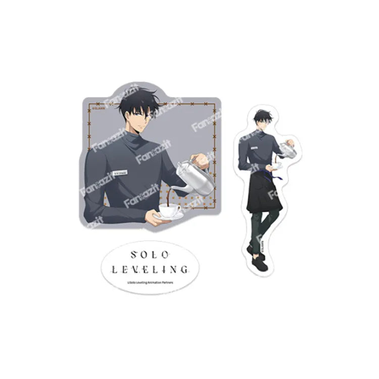 Fantazit Solo Leveling Removable Stickers Cafe featuring character pouring coffee in cafe outfit