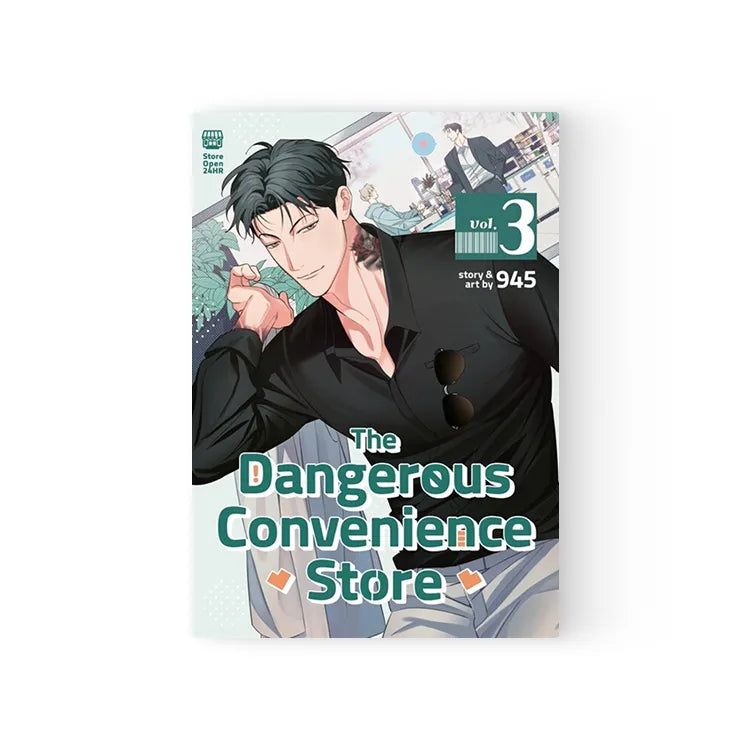 The Dangerous Convenience Store Manhwa English volume 3 cover featuring main character relaxing in black shirt