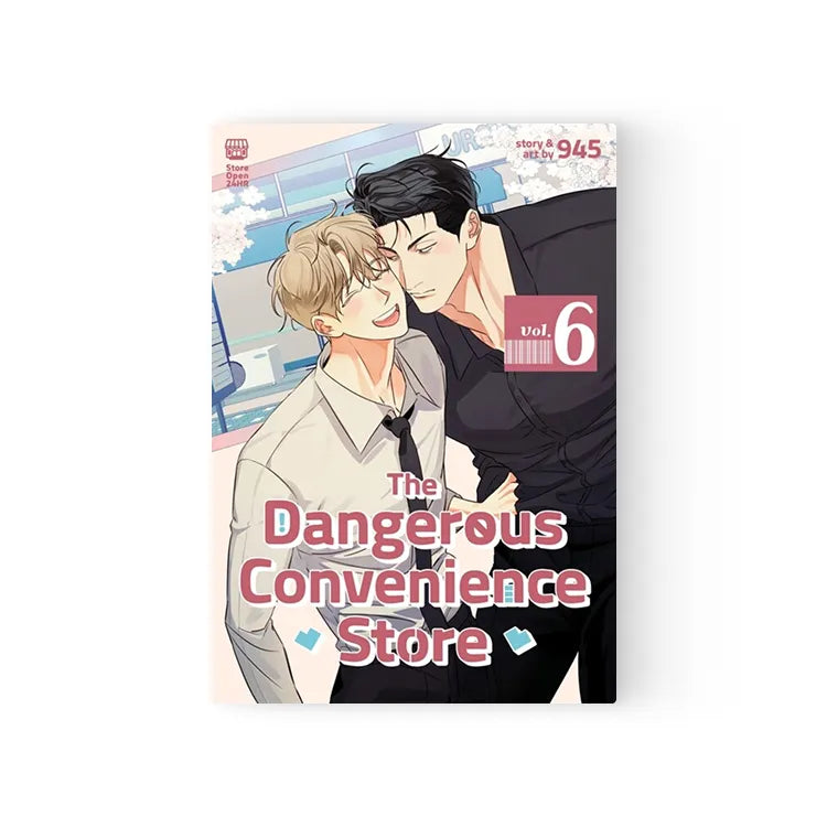 The Dangerous Convenience Store Manhwa English volume 6 cover featuring two male characters in a close pose