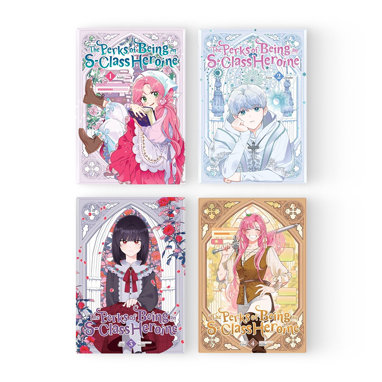Set of four The Perks of Being an S-Class Heroine English manga volumes with colorful anime character covers