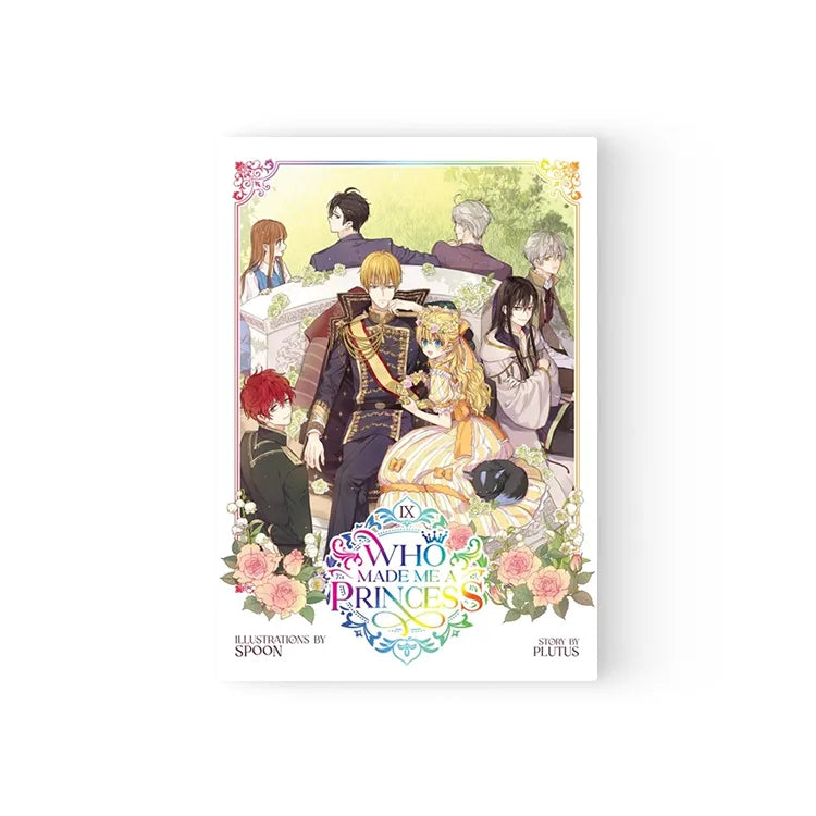 Who made me a princess english edition manga cover featuring main characters in royal attire and floral border