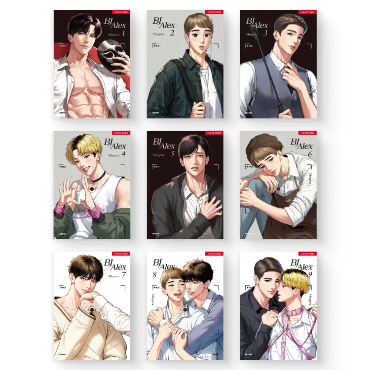 Set of BJ Alex English Manhwa Books featuring illustrated male characters by Korean Merch