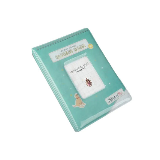 KW Store Debut or Die Photocard Binder in teal color with collectible photo sleeves and decorative stickers