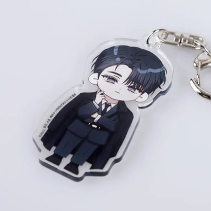 Debut Or Die VTIC Cheongryeo Acrylic Keychain featuring an anime-style character with blonde hair and smiling expression