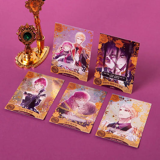 Villains Are Destined To Die Collectible Cards Vol 4 set featuring gold-accented character artwork on purple background