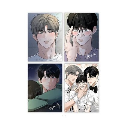 Feel My Benefit A5 Poster set featuring four illustrated male characters in various poses and expressions