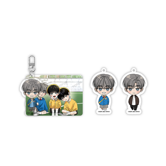 Feel My Benefit Acrylic Lenticular Keychain featuring cute chibi characters with vibrant colors and detachable charms