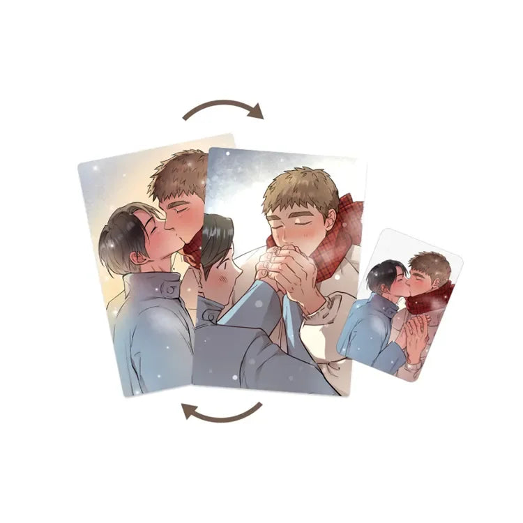 Fantazit Honey Bear BL Lenticular Postcard Set featuring romantic winter scenes of two men