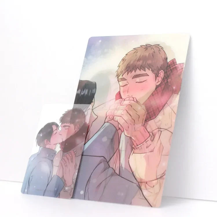 Honey Bear BL Lenticular Postcard Set featuring romantic anime-style winter scene by Fantazit