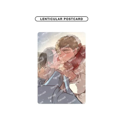Honey Bear BL Lenticular Postcard Set featuring a romantic scene of two men holding hands and sharing a tender moment