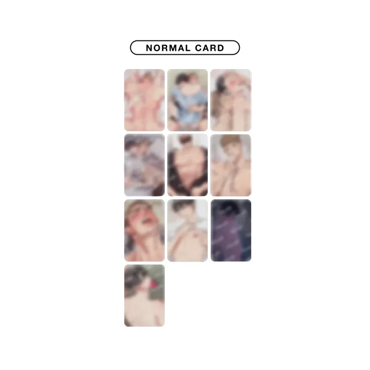 Set of nine blurred Honey Bear R19 Photocard images with various poses on a white background
