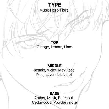 Fragrance notes breakdown of Lost in the Cloud Haneul Skylar Candle Set showing top, middle, and base scents