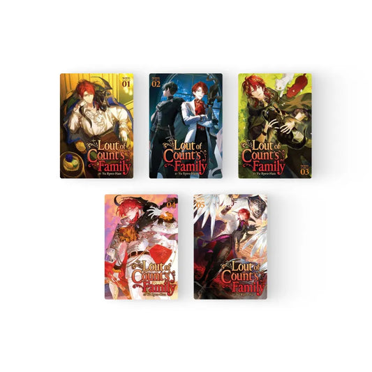 Lout of Count's Family Novel English volumes 1 to 5 covers