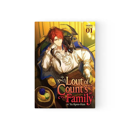 Lout of Count's Family Novel English volume 1 cover featuring red-haired character with a dragon