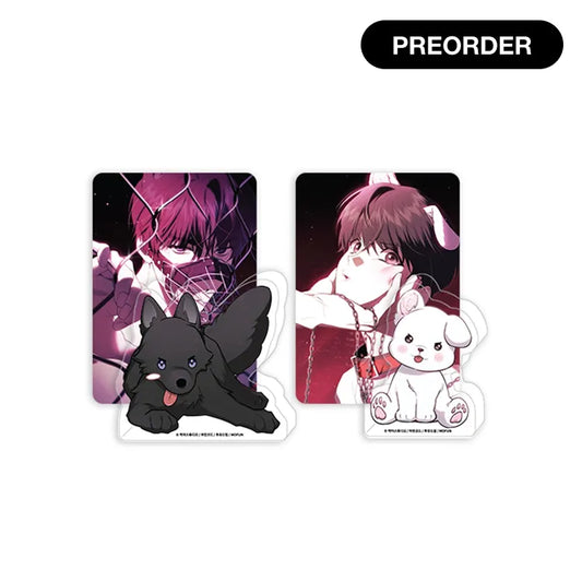 Paws & Claws Mini Acrylic Block featuring anime characters with black and white puppies from Mofun Store preorder