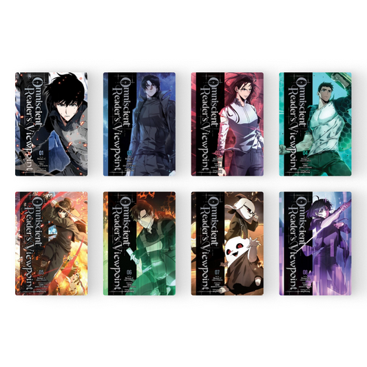 Complete set of Omniscient Reader's Viewpoint Manhwa English volumes featuring colorful character covers