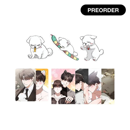 Paws & Claws Acrylic Magnet set featuring cute dog illustrations and anime character designs from Mofun Store