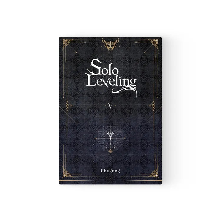 Solo Leveling Light Novel English Set volume five with dark cover and decorative gold accents