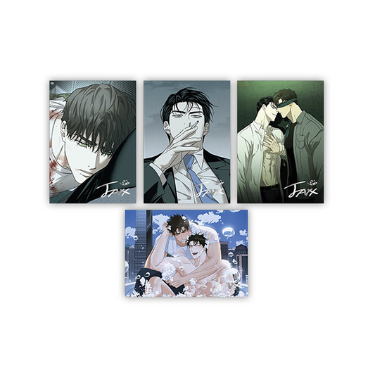 Under the Greenlight A5 Poster set featuring four illustrated scenes of two male characters in various emotional moments