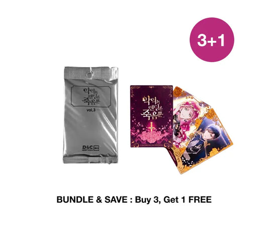 Villains Are Destined To Die Collectible Cards Vol. 3 bundle pack with three cards and one free bonus card