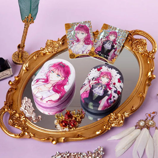 Villains Are Destined To Die Jewelry Box set with character illustrations on an ornate gold tray