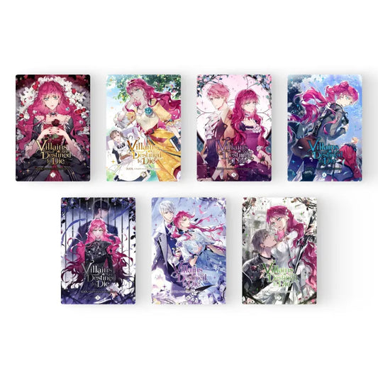 Villains Are Destined To Die Manhwa English clear card featuring two male characters with headbands on white background