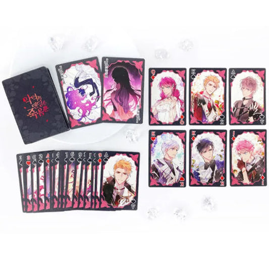 Villains Are Destined To Die Trump Cards featuring character illustrations from the D&C Webtoon Store