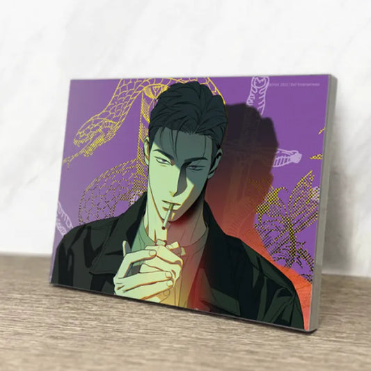 Wet Sand Acrylic Art Frames featuring stylish anime character with purple and orange background from Do7 Store
