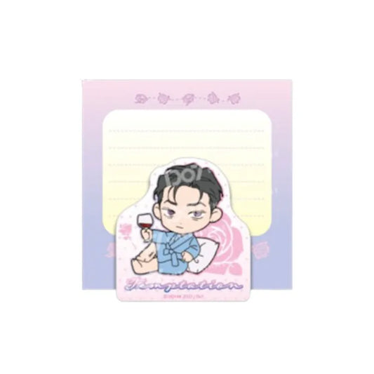 Wet Sand Acrylic Clip Stand featuring a chibi character holding a glass with pastel pink and purple background