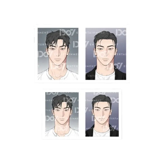 Four variations of Wet Sand ID Photo featuring a male character with different hairstyles and outfits