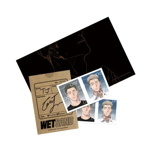 Do7 Store Wet Sand ID Photo set featuring character portraits and signature card on black background